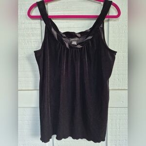 Black Velour Womans Twisted Neckline Tank Top Cami Spense L Whimsigoth Goth